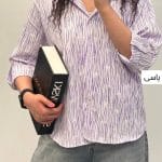 شومیز زبرا پاپیونی آستین باکسی 1337