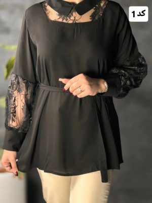 کالکشن شومیز ساتن مشکی 648