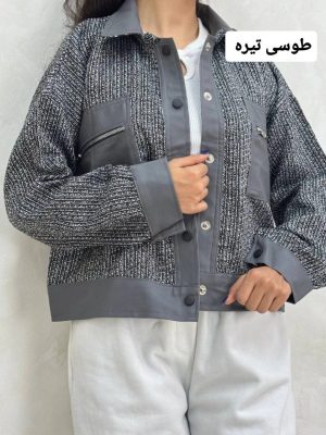 کراپ کت ترکیبی با چرم سلنا 2132 (298)