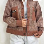 کراپ کت ترکیبی با چرم سلنا 2132 (298)